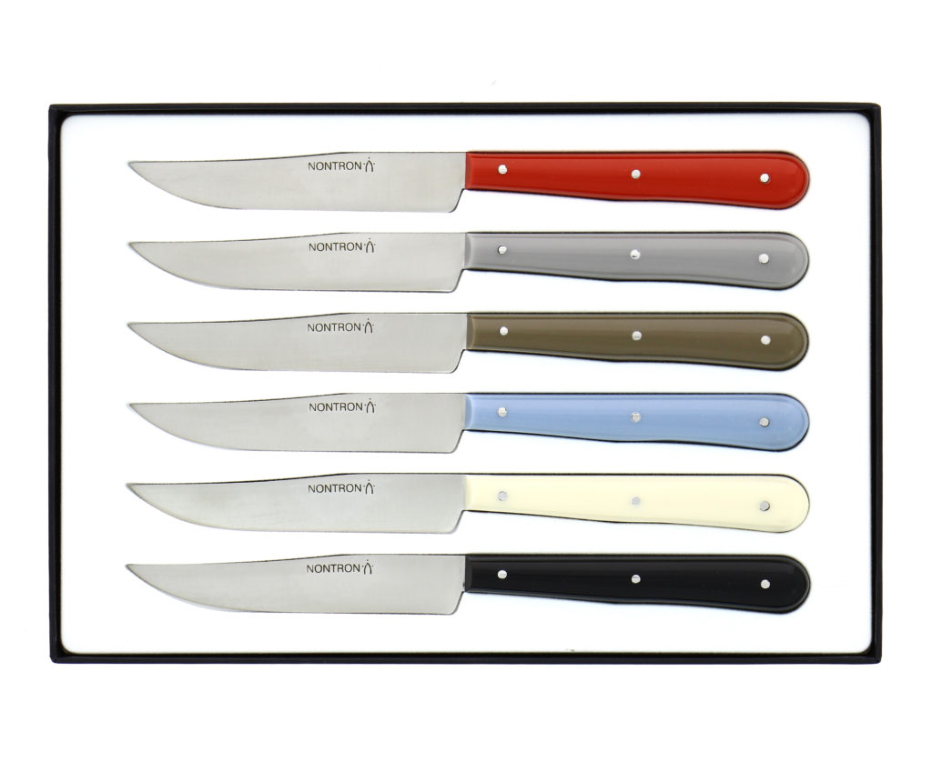 achat couteaux de table Nontron par 6 colorés